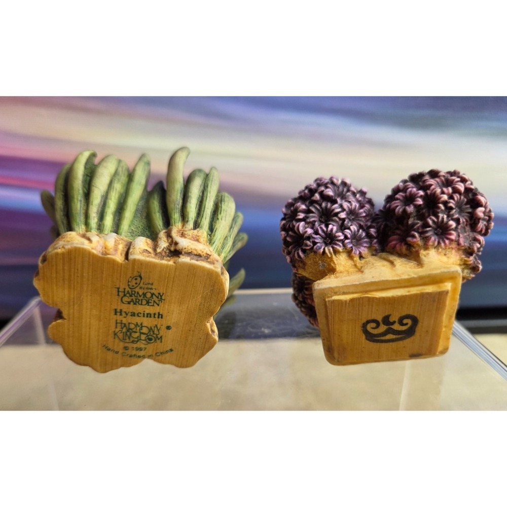 HARMONY KINGDOM Snapdragon Hyacinth Hydrangea, Purple Garden, 3 Total, Vintage - Picture 15 of 16